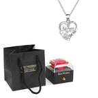 Birthstone Heart Pendant Necklace for Women with Rose Gift Box Stainless Steel Chain Fashion Jewelry Birthday Mom Christmas